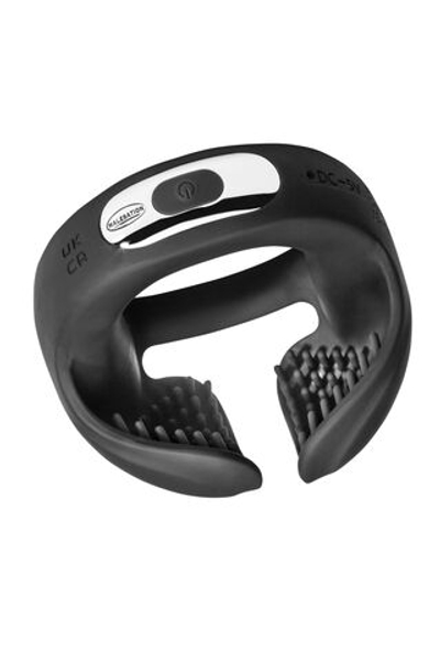 Черное эрекционное виброкольцо для пениса и мошонки Vibro Ball Ring (Цвет: черный)