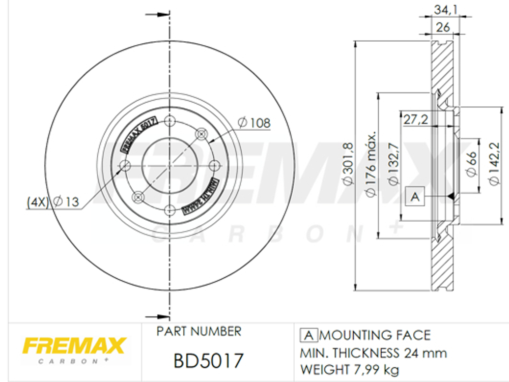 FREMAX - BD5017-FRE - Brake Disc