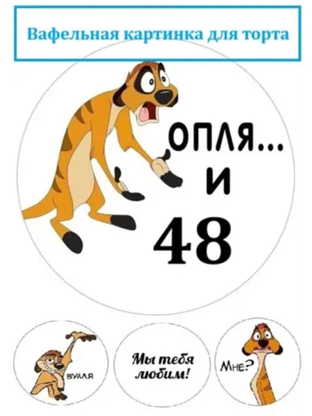 Формат А4 Вафельная картинка оп-ля и 48 лет День рождения