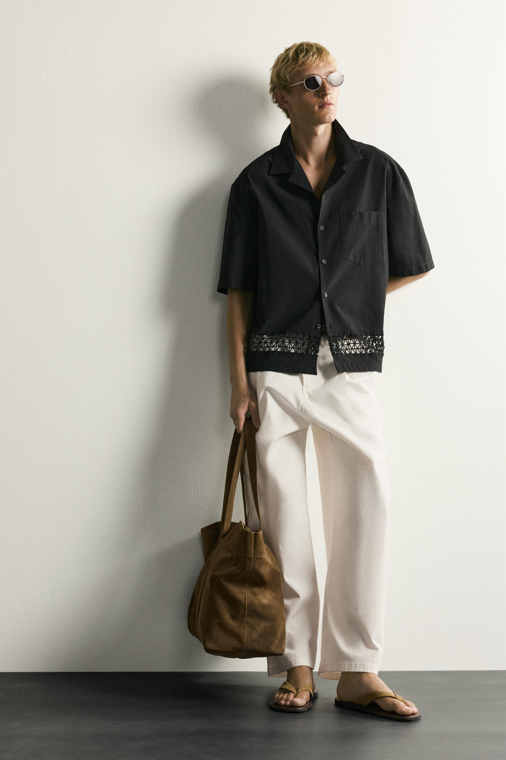 РУБАШКА RELAXED FIT С АЖУРНОЙ ОТДЕЛКОЙ — ZARA