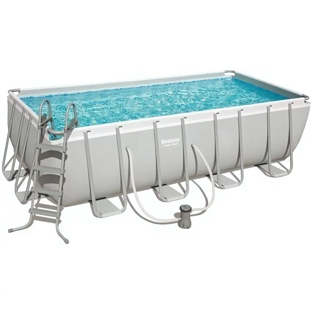 Бассейн каркасный Power Steel Rectangular прямоугольный 488*244*122 см + 4 аксессуара Bestway (56670)