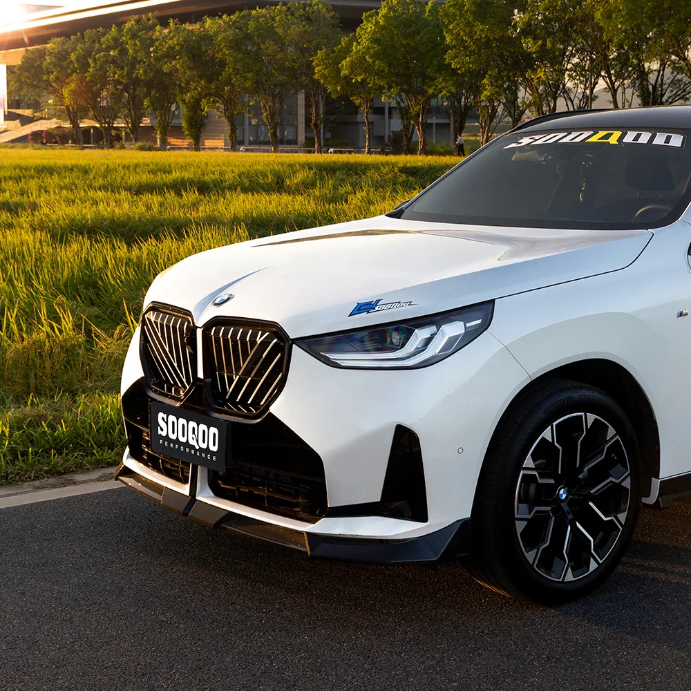 Карбоновая губа переднего бампера Sooqoo для BMW X3 G45 2025 БМВ аэродинамический тюнинг