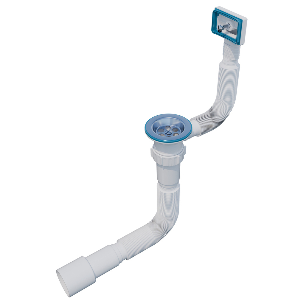 Гофросифон 1 1/2"*40*50 (800мм) GS5080 прямоуг. перелив, ИНКОПЛАСТ (винт М6*60 и М6*30)