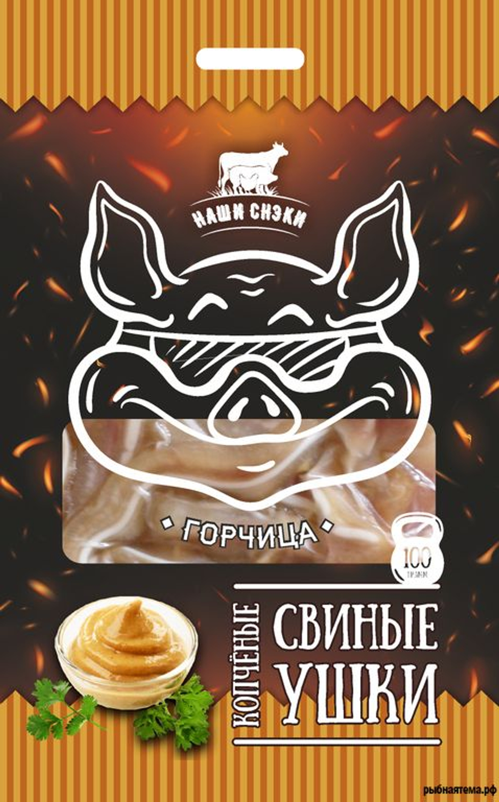Свинные ушки "Наши снеки" холодец с хреном 90 гр.(1/60)