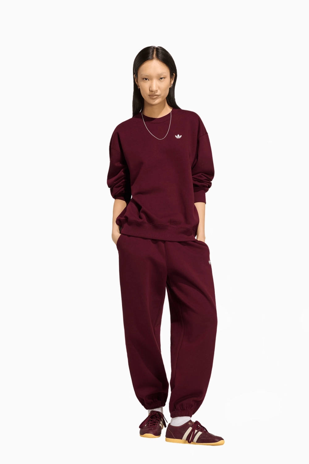 Кофта adidas Essentials Crew Long Fleece OS - бордовый