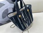 Женская сумка-корзинка Chanel из канваса — чёрная, 21 см — фото 3