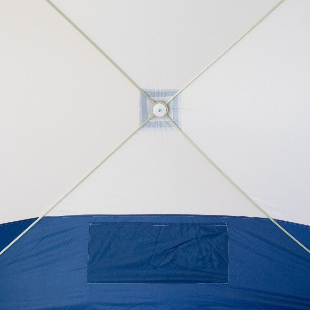 Палатка зимняя куб СЛЕДОПЫТ 2,1 х2,1 м, Oxford 210D PU 1000, S по полу 4,4 кв.м,цв. синий/белый
