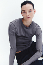 Топ с длинными рукавами из хлопка пима - H&M