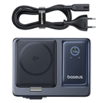 Зарядное устройство Baseus NOMOS 5-in-1 Desktop Charger Qi2 15W Wireless Charging+Retractable Cable 3C+U 140W (MagSafe)