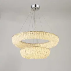 Люстра подвесная светодиодная NewRgy NW102L-ф800+500*H120(1200) CHROME, 452 Вт, хромированная