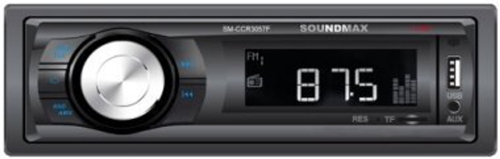 Автомагнитола SoundMAX SM-CCR3057F 1 DIN, 4 x 40 Вт, MP3, FM, USB, SD/SDHC, синяя подсветка