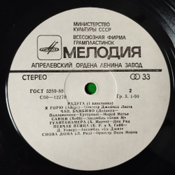 Винтажная виниловая пластинка LP Сборник Радуга (1 Пластинка) (СССР 1979) (Абба, Би Джиз, Бони М, Джо Дассен)