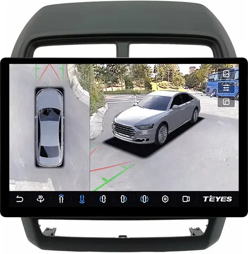 Магнитола для Mitsubishi ASX 2017+ (рамка 9) - Teyes CC3-2K-360 монитор 13" 2K QLED на Android 10, Быстрая, CarPlay, 4G SIM-слот, 4 камеры в комплекте