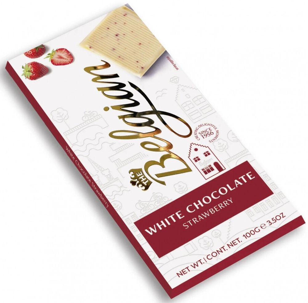 Шоколад Бельгиан Белый Шоколад с Клубникой / The Belgian White Chocolate with Strawberries 100г