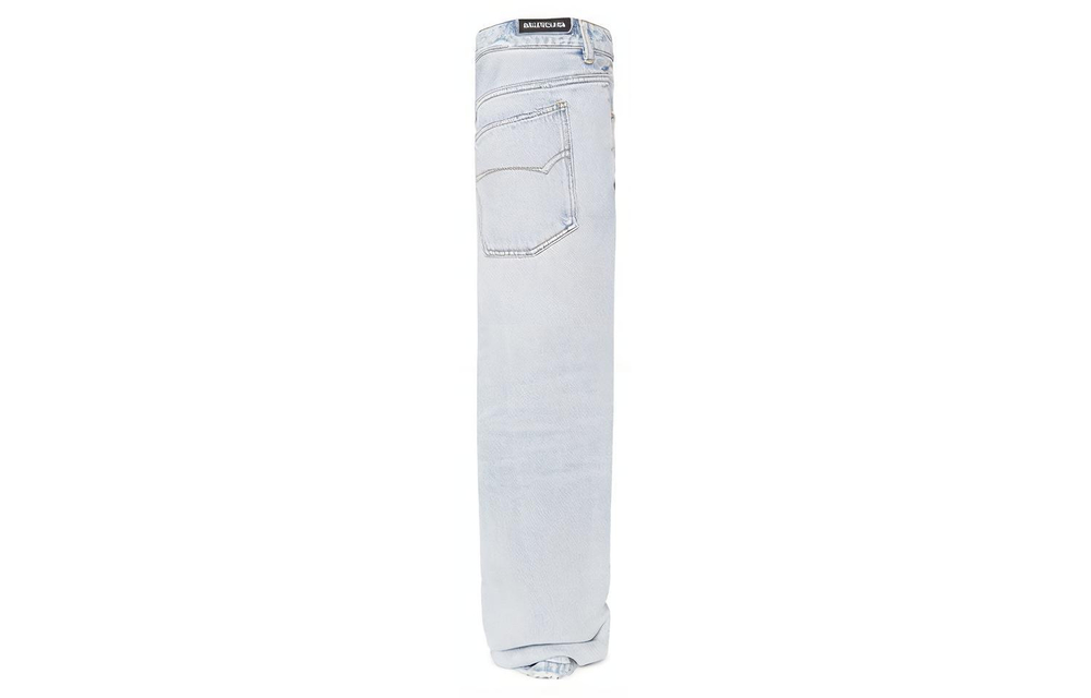 Balenciaga Falkon Cotton Fabric Knee high Boots Women"s Light Blue