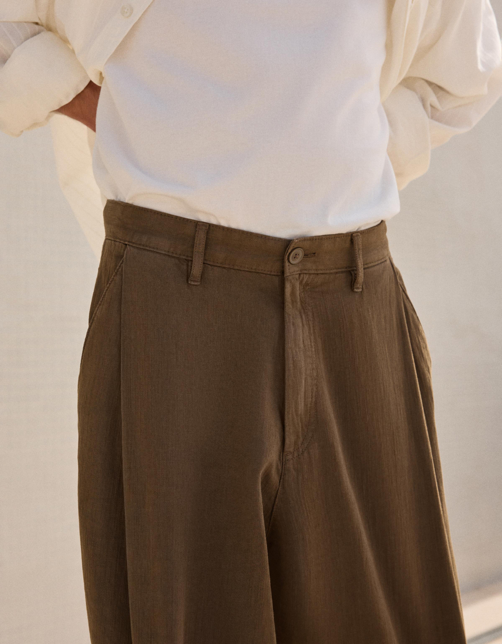 Мужские брюки super baggy fit с льном - BERSHKA