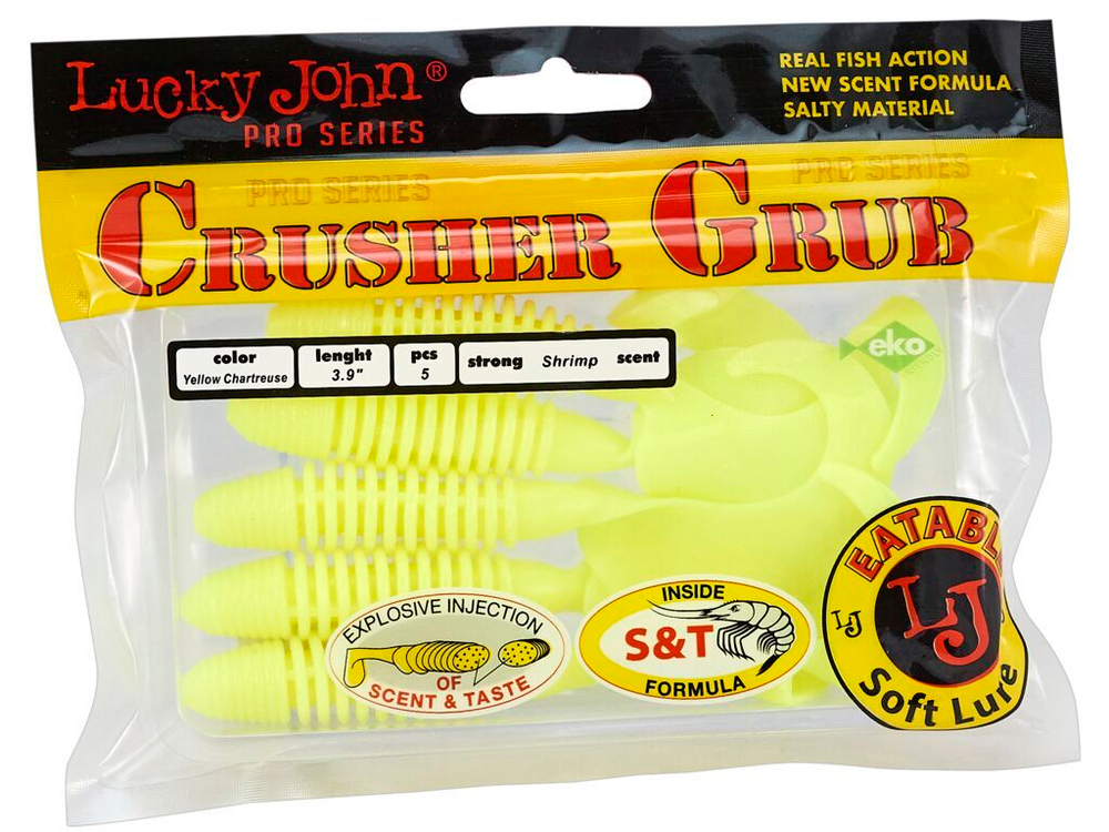 Твистеры съедобные LJ Pro Series CRUSHER GRUB 3,9in (9,9 см), цв. S88, 5 шт.
