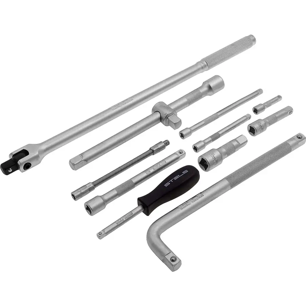 Набор инструментов, 1/2",3/8", 1/4", CrV, 142 предм. STELS 14107
