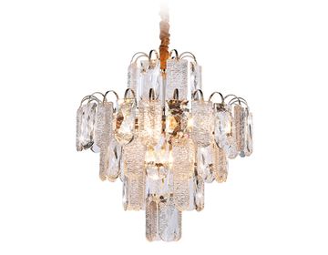 Подвесная люстра с хрусталем 9*Е27 TR5231/9 SGD/CL/FR золото/прозрачный/белый матовый Traditional Ambrella