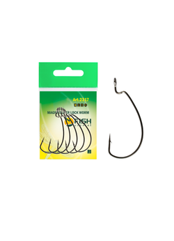 Крючок рыболовный Fish Crystal (офсет) MAGNA SUPER LOCK WORM с бородкой и ушком 2317 №9/0 (5 упаковок)