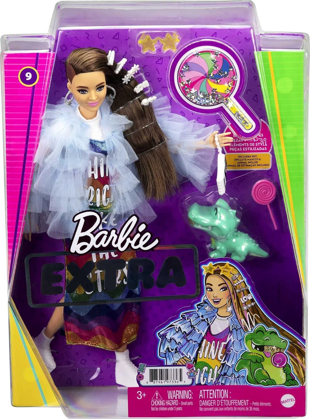 Кукла Barbie Extra с длинными волосами и белыми заколками