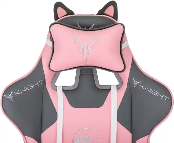 Кресло игровое Knight Catzy серый/розовый экокожа с подголов. крестов. пластик пластик белый
