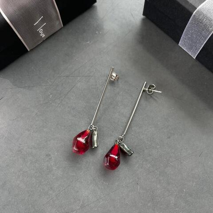 серьги длинные гранат