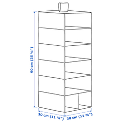 IKEA STUK  (ИКЕА СТУК)  -  Подвесные полки, 7 отделений - белый/чёрный 30x30x90 см