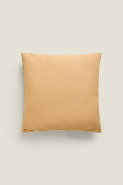 ZARA HOME ХЛОПКОВЫЙ ЧЕХОЛ ДЛЯ ДЕКОРАТИВНОЙ ПОДУШКИ С ЦВЕТОЧНОЙ ВЫШИВКОЙ, БЕЖЕВЫЙ