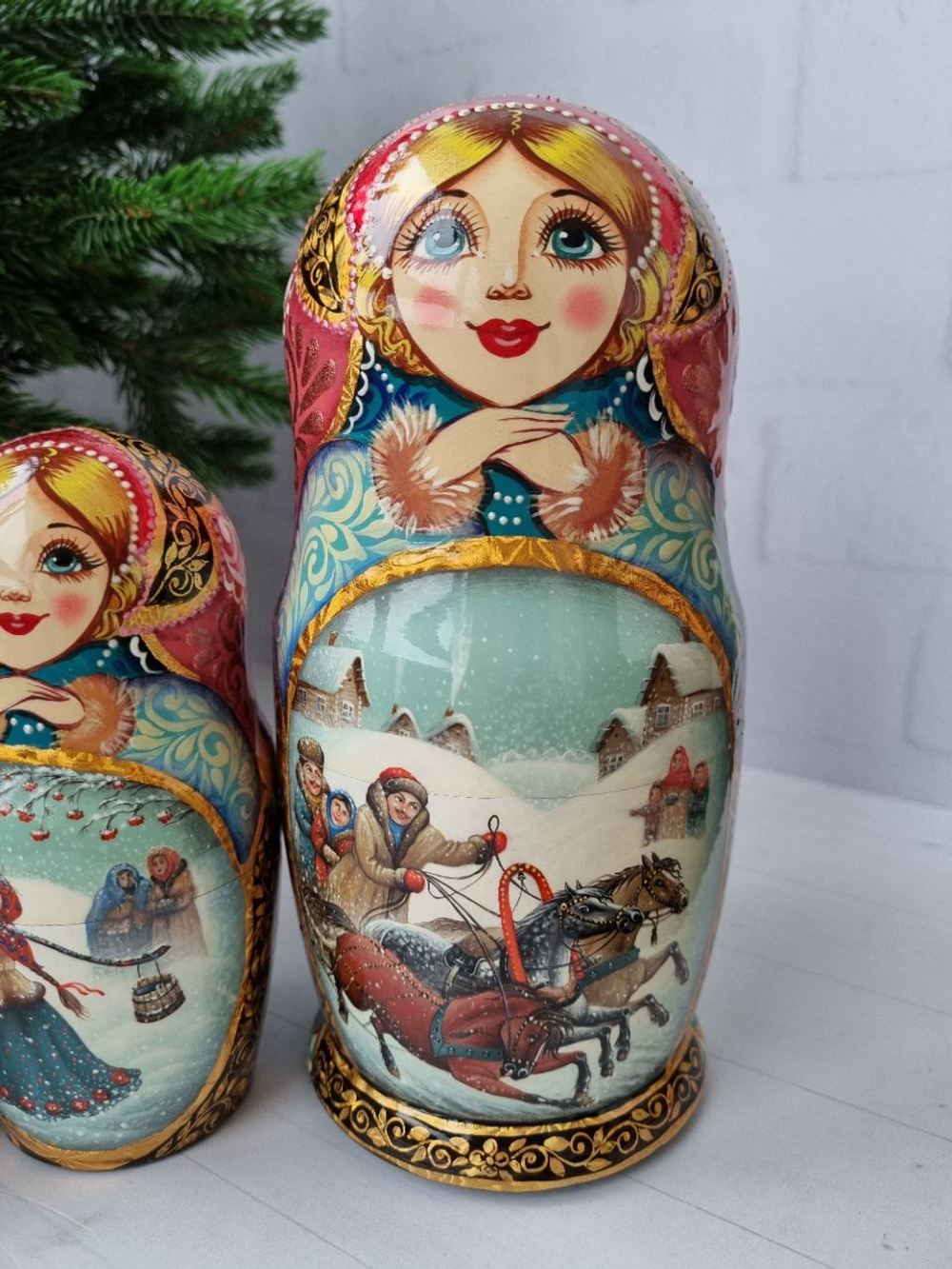 Матрешка 18см "Русская зима" 5 мест
