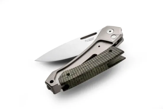 Нож складной Lion Steel Twain TW GY CVG - сталь MagnaCut, ркоять - зеленая канвас микарта
