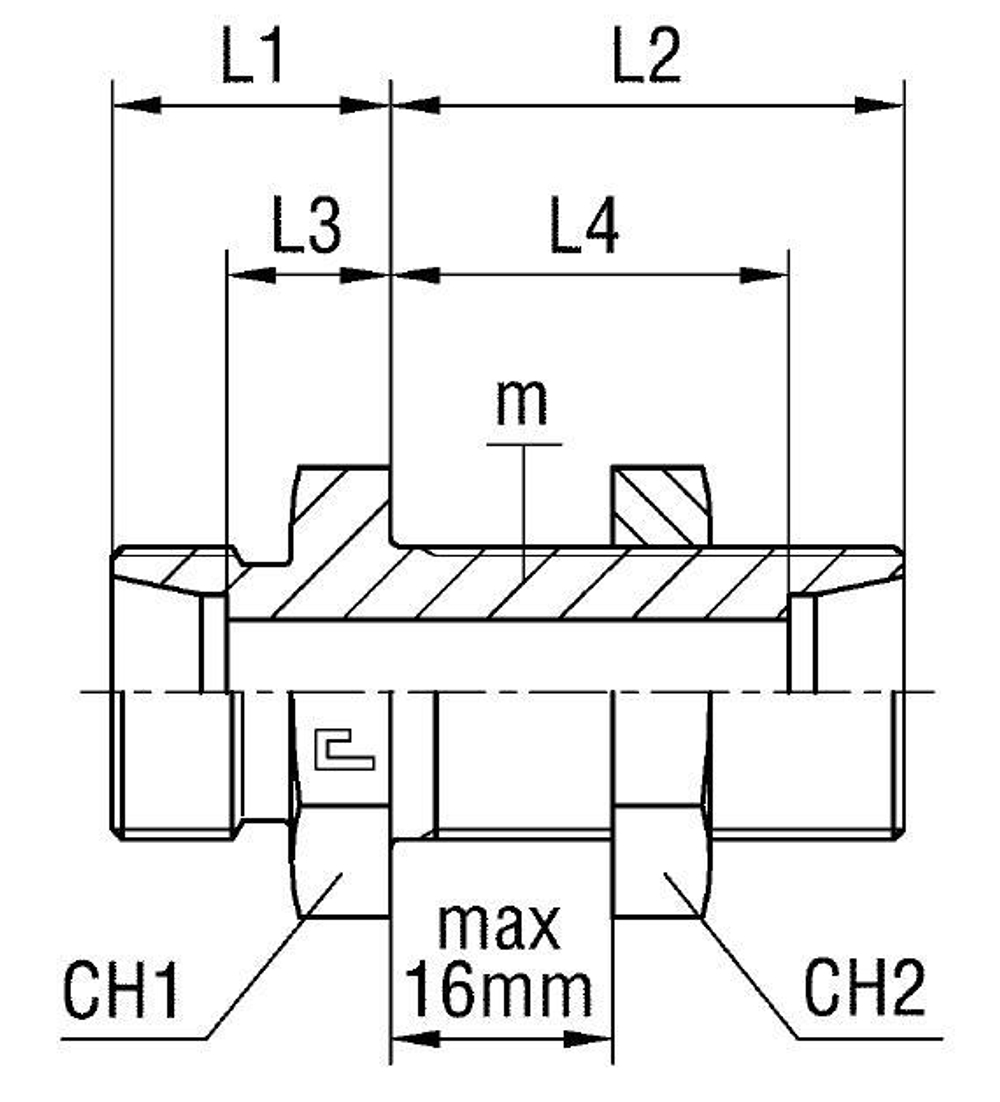 Соединение PD DS08 16х1.5  (корпус)