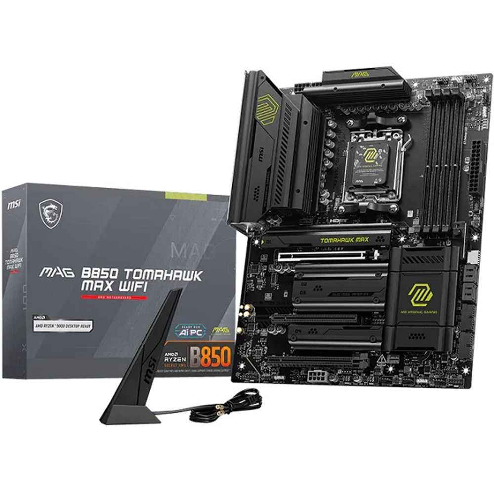 Материнская плата MSI MAG B850 TOMAHAWK MAX WIFI (AM5/AMD B850/4xDDR5/3xPCI-Ex16/4xM.2/SB7.1/Wi-Fi/BT/GLAN/HDMI/ATX)
