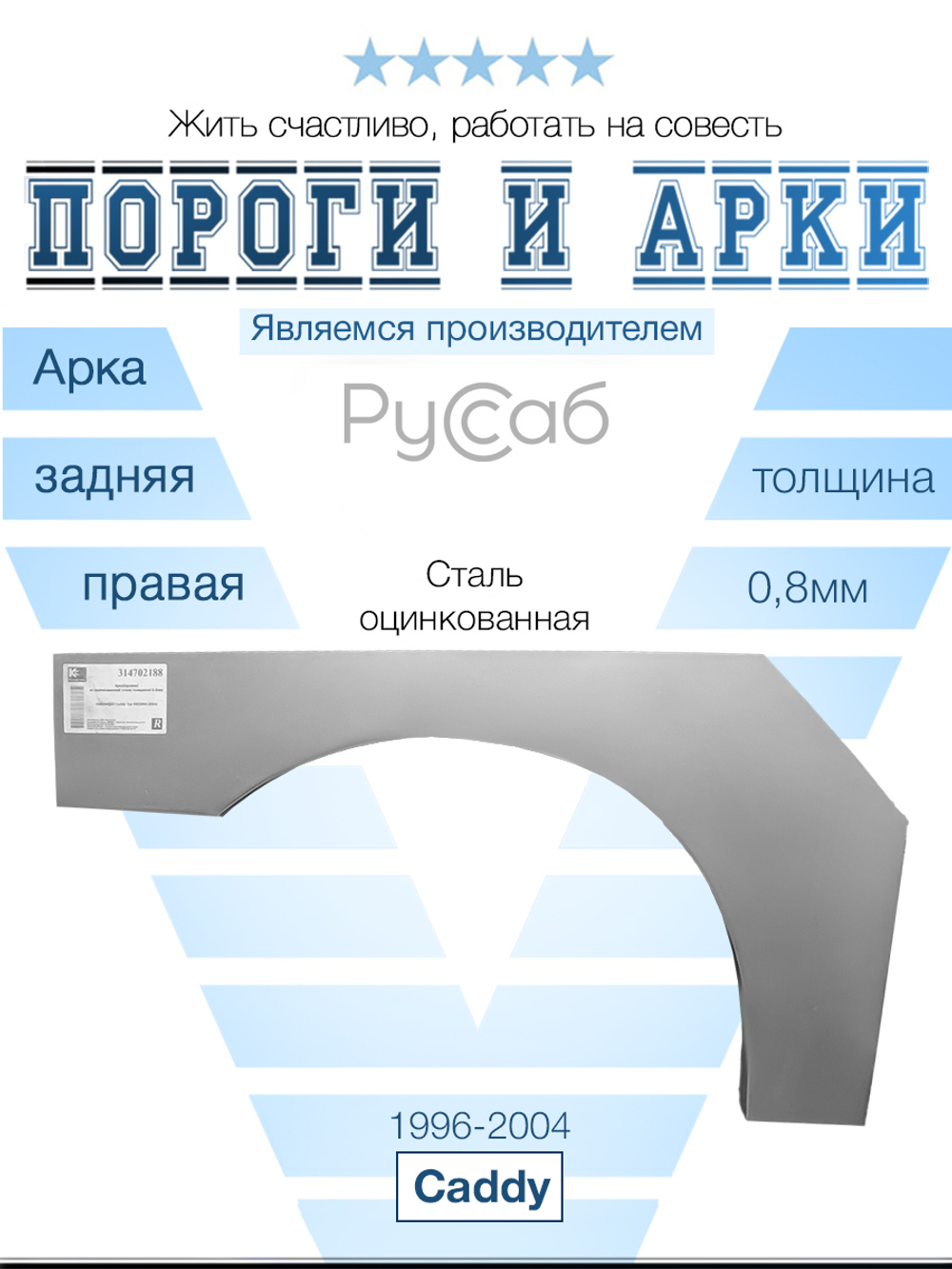 Арка правая Volkswagen Caddy 1996-2004