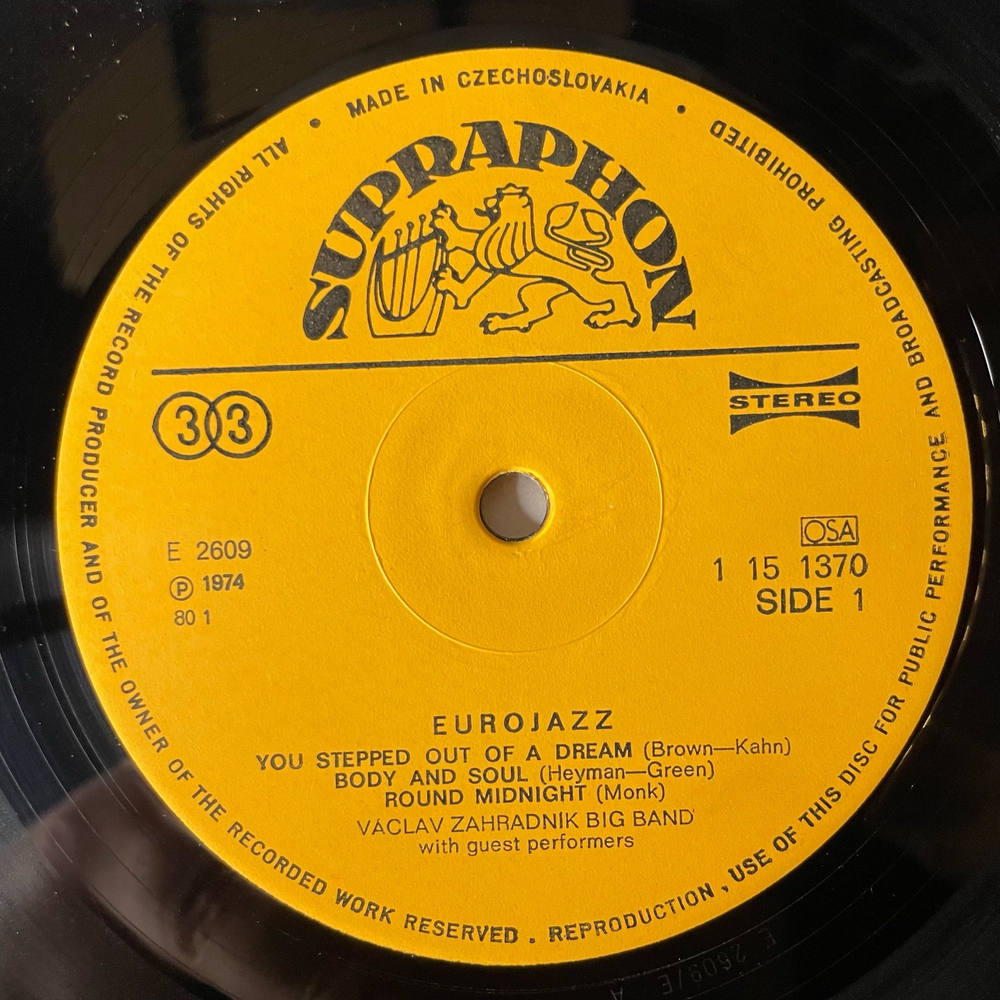 Винтажная виниловая пластинка LP Вацлав Заградник, Vaclav Zahradn k Big Band, Euro Jazz (Чехословакия 1975)