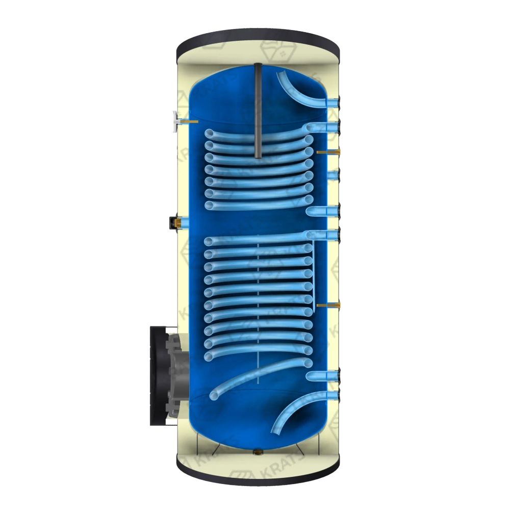 Накопительный водонагреватель (бойлер) косвенного нагрева KRATS 1000 л, серии 2BG, 2 змеевика