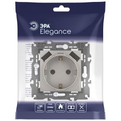 Розетка ЭРА Elegance 14-4109-16 2P+E 16A-250В штор. с 2xUSB 5В-3А титан | Розетки и выключатели