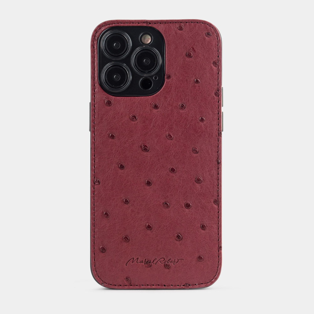 Чехол-накладка кожаная для iPhone 15 Pro цвета фуксии