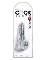 Фаллоимитатор с мошонкой на присоске King Cock Clear 4 Cock with Balls, прозрачный (Цвет: прозрачный)