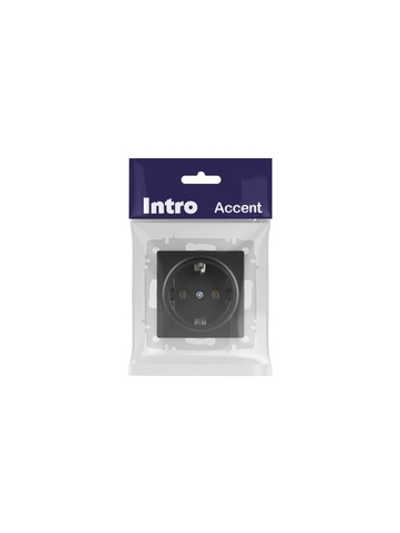 Розетка 1-м СП Accent 6-202-05 16А IP20 250В 2P+E Schuko антрацит Intro Б0063693