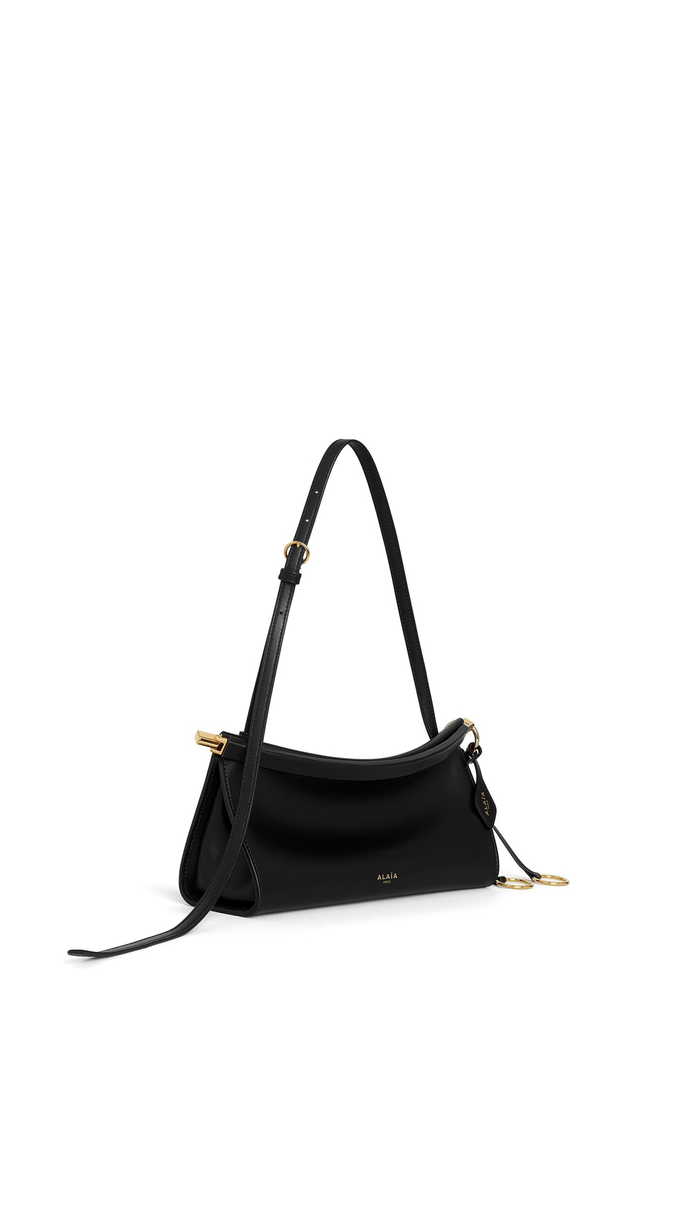 ALAÏA МАЛЕНЬКАЯ СУМКА LE CLICK EAST WEST ИЗ НАТУРАЛЬНОЙ КОЖИ, ЧЕРНЫЙ