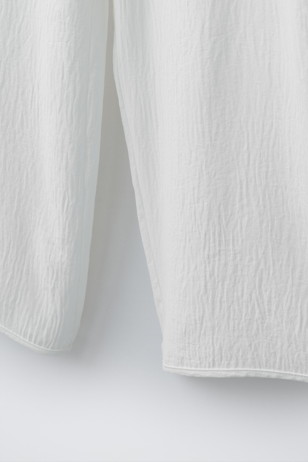 ZARA БРЮКИ WIDE LEG С ЭФФЕКТОМ ПАРЕО, БЕЛЫЙ