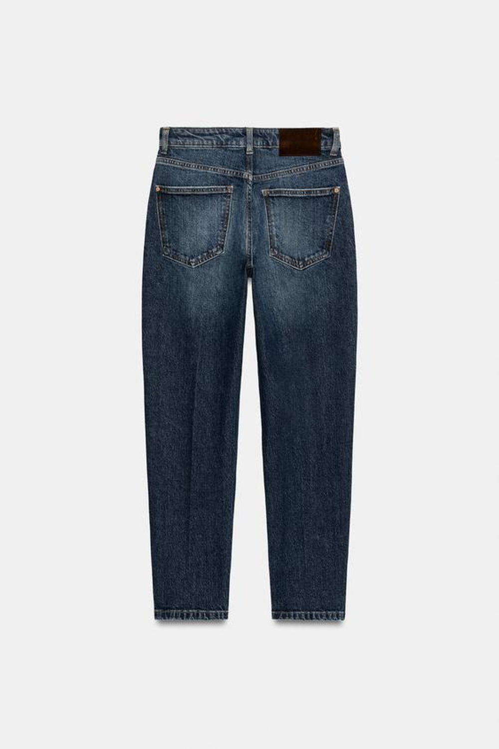 ZARA ДЖИНСЫ Z1975 MOM FIT СО СТРЕЛКАМИ И ВЫСОКОЙ ПОСАДКОЙ, СИНИЙ