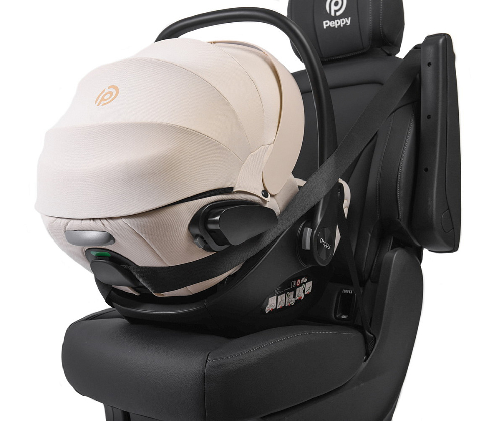 Детская коляска Peppy Monaco 3 в 1 с автокреслом Verona Beige Black (черный), рама черная матовая
