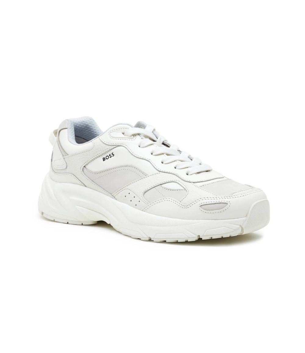 Кожаные кроссовки levitt_runn_lt BOSS BLACK - белый(50513142)