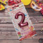 Свеча для торта Цифра Глянец «2» 5,5 см, рубин