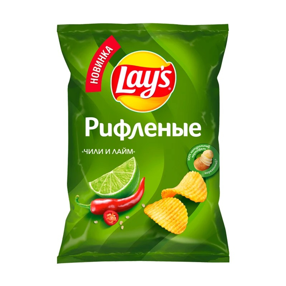 Чипсы Lays 105 гр Чили/Лайм рифленные (20)