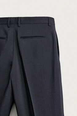 ZARA КОСТЮМНЫЕ БРЮКИ REGULAR FIT ИЗ 100% ШЕРСТИ, МОРСКОЙ ТЕМНО-СИНИЙ