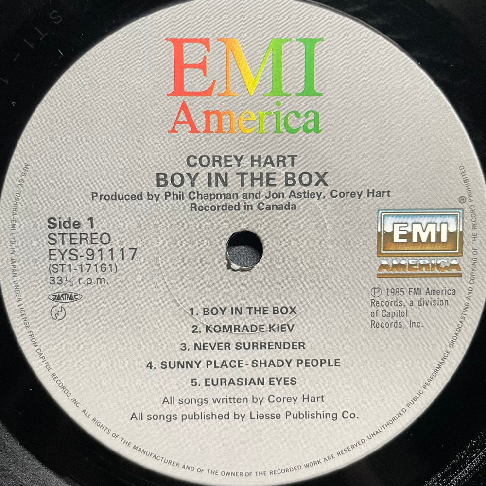 Corey Hart ‎– Boy In The Box (Япония 1985г.)