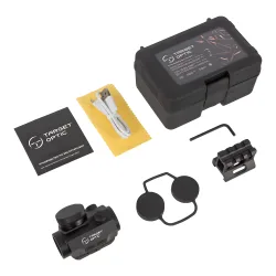 Коллиматор Target Optic 1x22, Weaver, красная марка, проставка, аккумулятор - комплект поставки с кейсом и аксессуарами